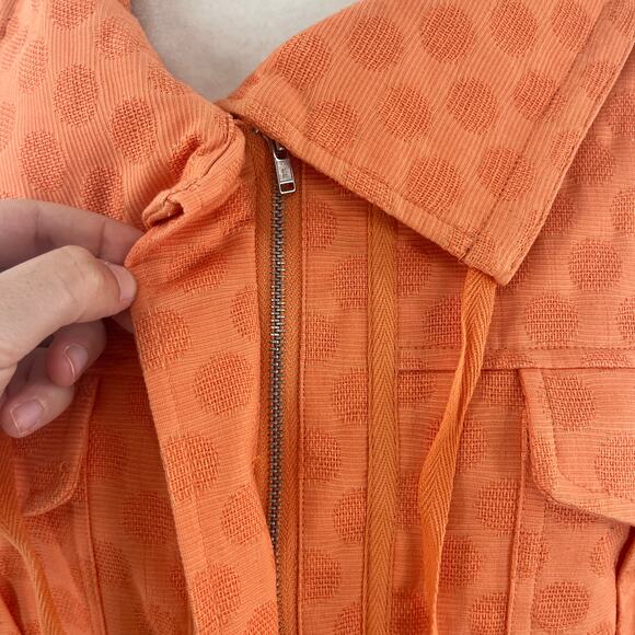 Laura Ashley Orange Polka Dot 3/4 Sleeve Cotton Colorful Zip Jacket Plus 14 - Picture 6 of 13